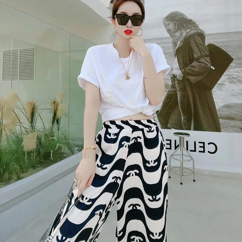 

2021 Summer Woman's Pants 2 Colors Full-length Wide leg Pants Loose Trousers Young Fashion Pants