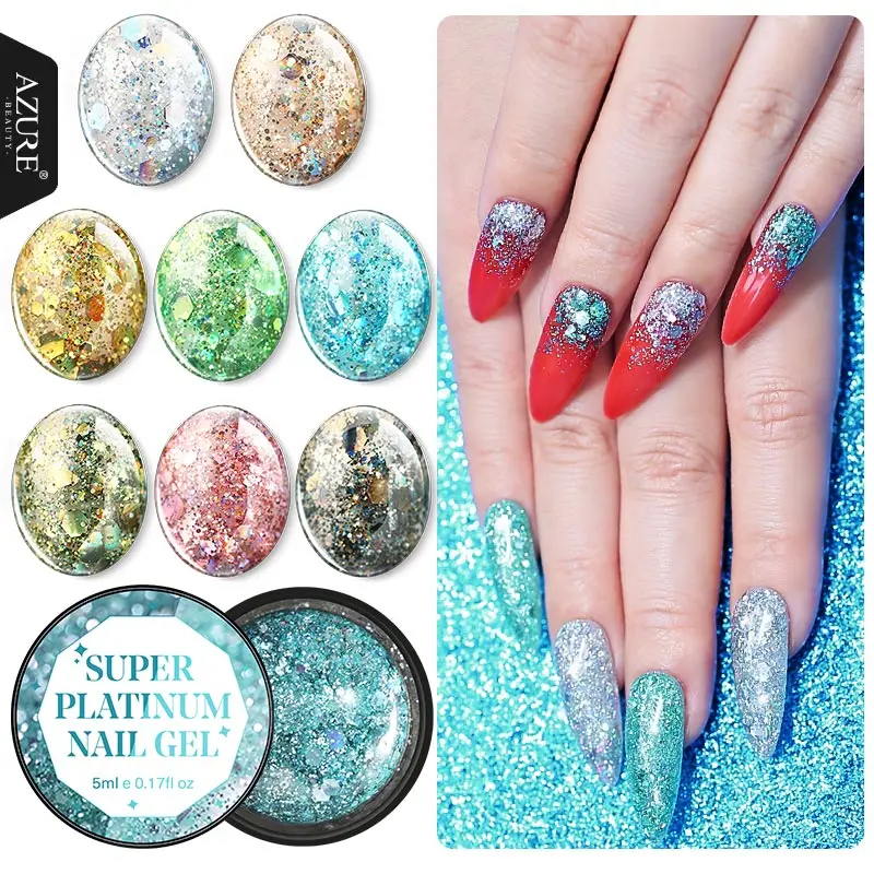 Azure Beauty блестящий Платиновый гель чистые цвета впитывающий УФ Led сделай сам