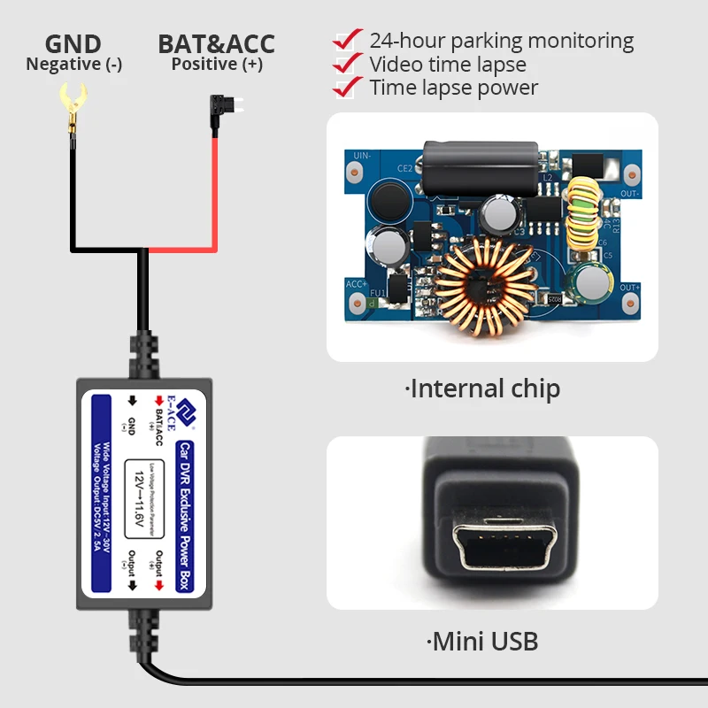 E-ACE Z01 понижающая линия для Dash камеры мини USB Трансформаторы автомобильных