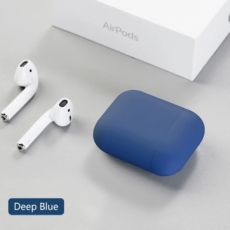 deep blue Силиконовый чехол для Apple Airpods 2 Тонкий чехол Чехлы Многоцветный Защитный нежная кожа для Airpods дропшиппинг - Цвет: deep blue