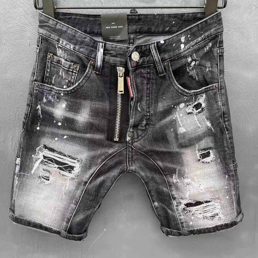 

2021 New Denim Five-Ppoint Straight Casual Iinkjet Trend Men's Pants DT152