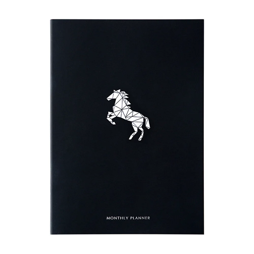 Horse Планировщик, органайзер, Ежедневник формата А4, еженедельный ежемесячный блокнот и журнал, Kawaii, черный, Снова в школу, записная книжка, настольная книга для путешествий - Цвет: Horse