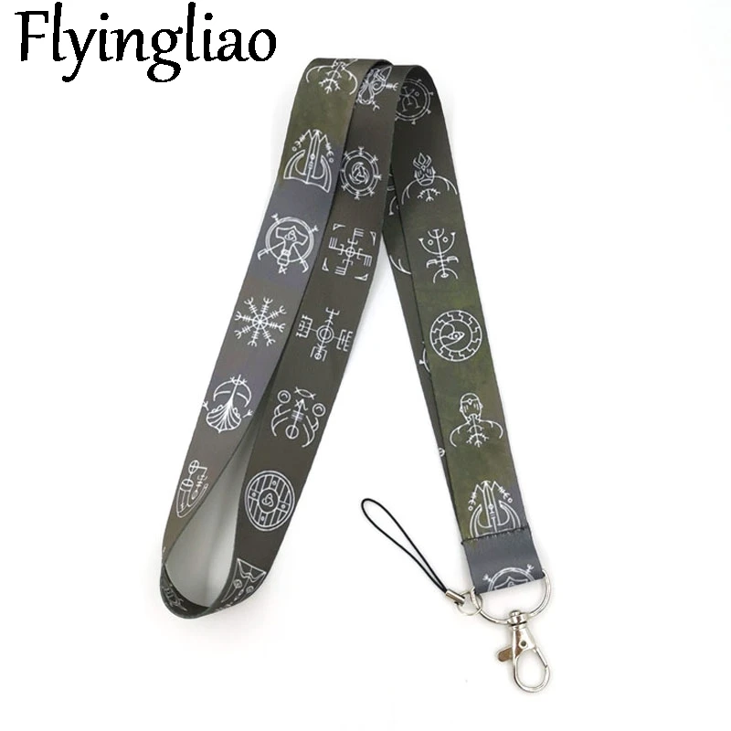 Vikings Runes Symbols Lanyard Badge ID Mobile Phone Rope Key Lanyard Neck Straps Accessories webbings ribbons Decorations Gifts