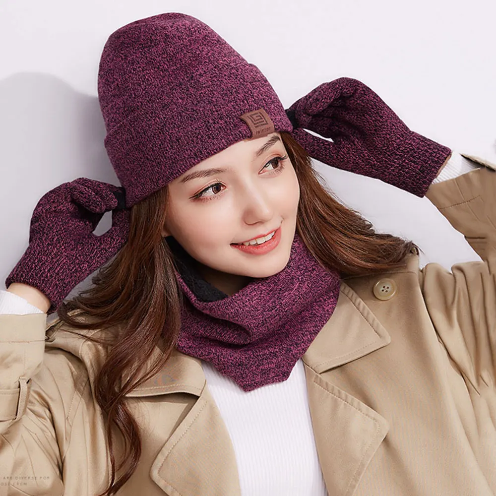 Унисекс для мужчин и женщин теплая вязаная Вязаная Шапка бини бесконечный шарф