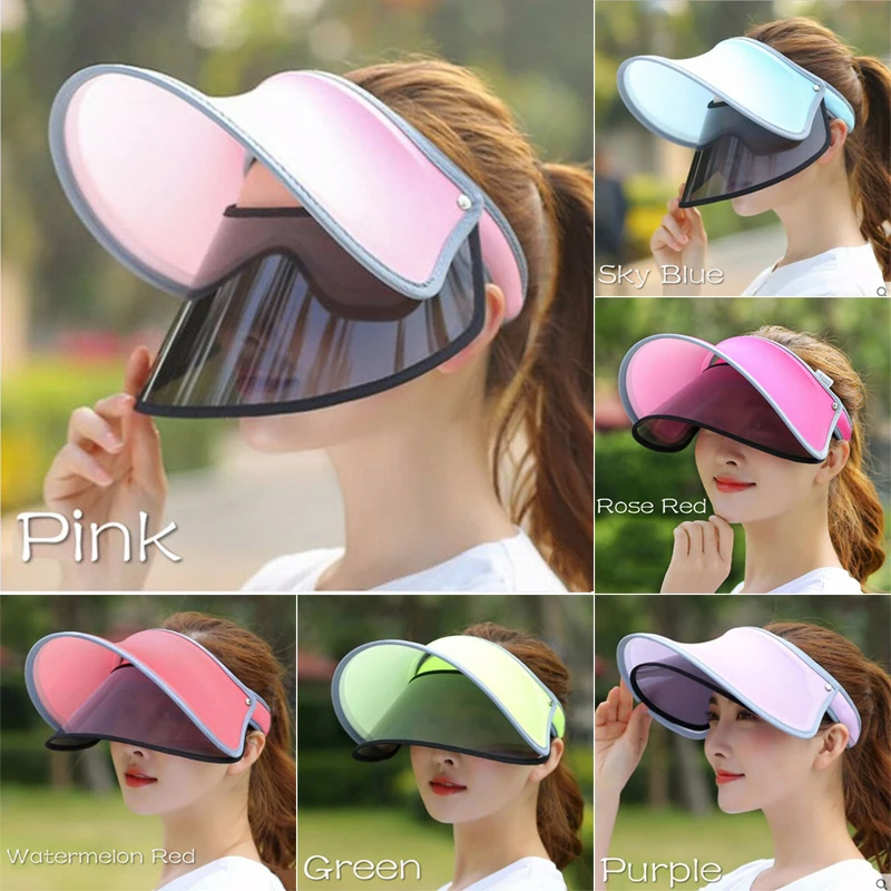 

Hot Women Retractable Double Sun Hat UV Protection Topee Empty Top Sunbonnet Cap Outdoor DO2