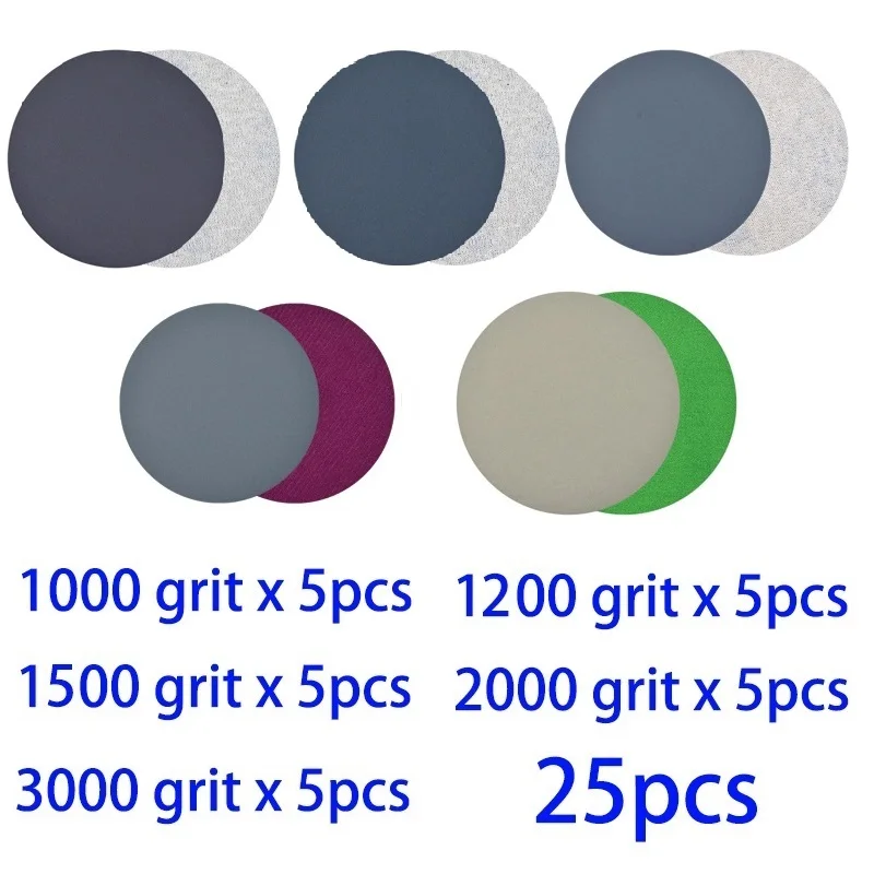 

25pcs 3 Inch Wet/Dry Sanding Disc 75mm Hook&Loop Sandpaper 1000-3000 Grit 2000 Grit Sand Paper Abrasive Tools