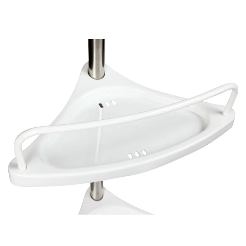 

4 Tier Corner Storage Rack Stainless Steel Shower Caddy Drilling Extendable Pole Shelf Organizer for Bathroom Toilet