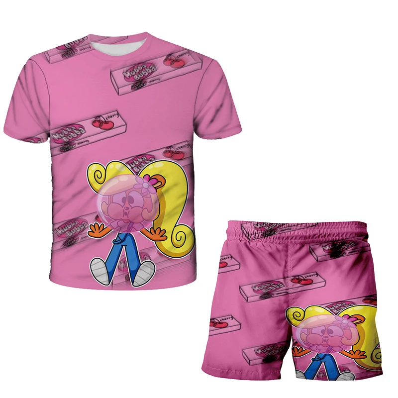 

Children's Boys T-Shirt T-Suit short Sleeve Animation Color Block 3D Animal Print Children's Top + Pants Basic Street Style