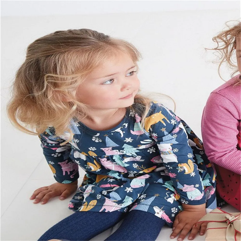 Детское Хлопковое платье-пачка с длинным рукавом на осень и весну подарок день