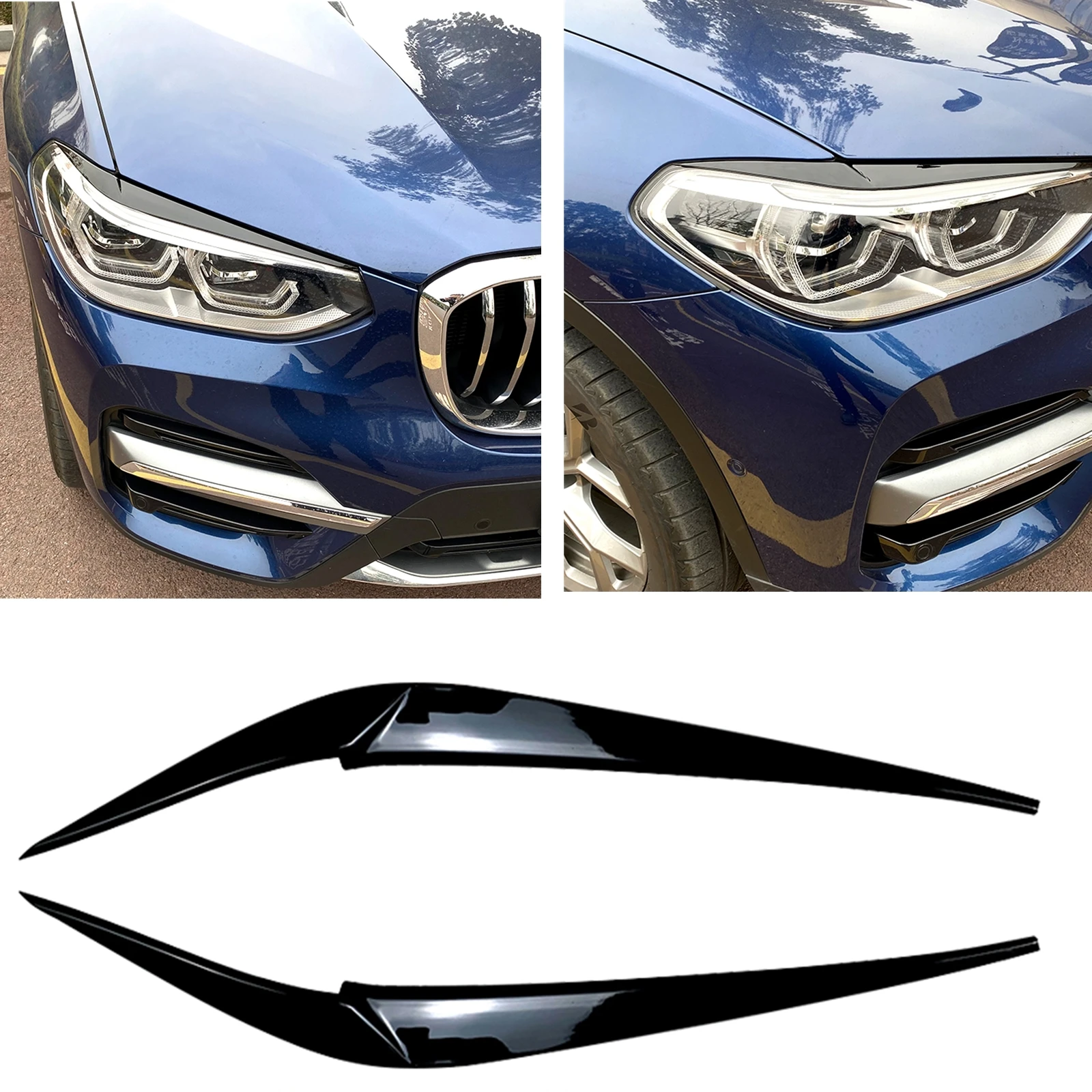 

For BMW X3 X4 G01 G02 2018-2020 Black/Carbon Headlight Eyebrow Headlamp Eyelid Car Front Head Light Lamp Lid Cover Sticker Trim