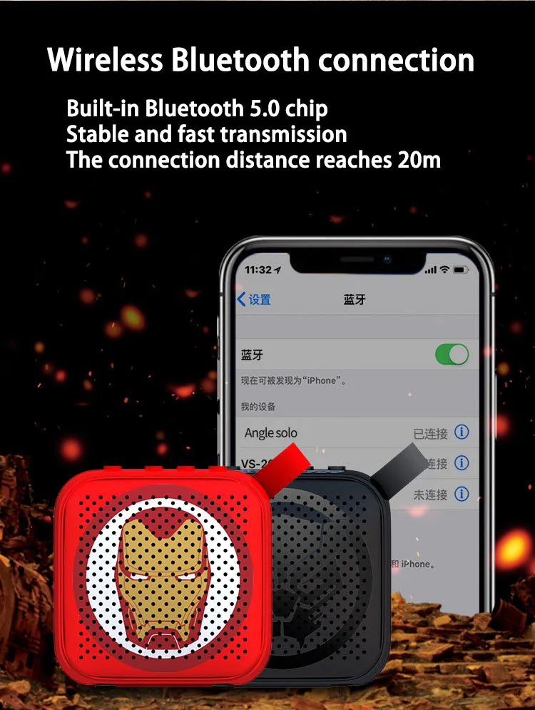 Bluetooth-Колонка Marvel iron Man Беспроводная портативная мини-Колонка для улицы сабвуфер