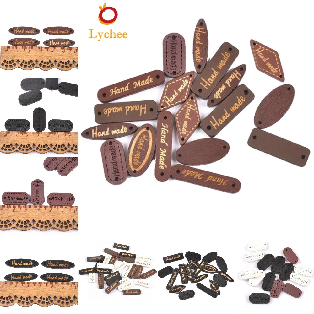 

100pcs Colorful Wooden Label Oval Shaped Wood Label DIY Handmade Garment Label For Decorative Carft Supplies