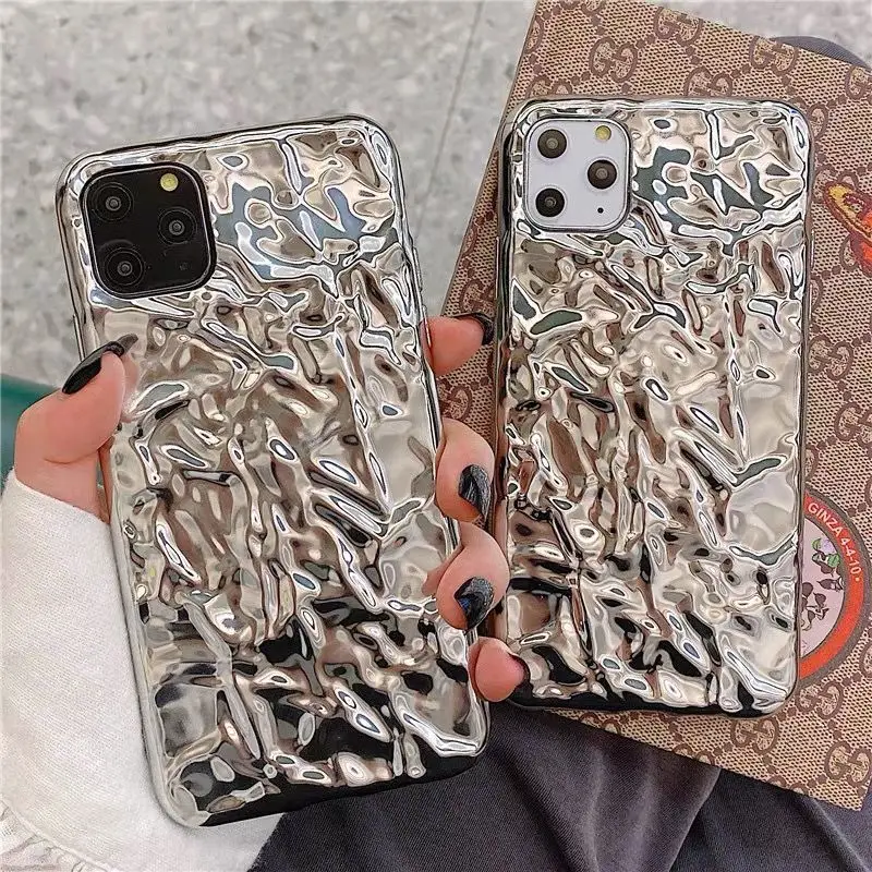 

For Iphone 12 Pro Max Luxury Wrinkled Tin Foil Phone Case for IPhone 11 Promax 7 8 Plus Xr Xs X Silver All-inclusive Funda Cover