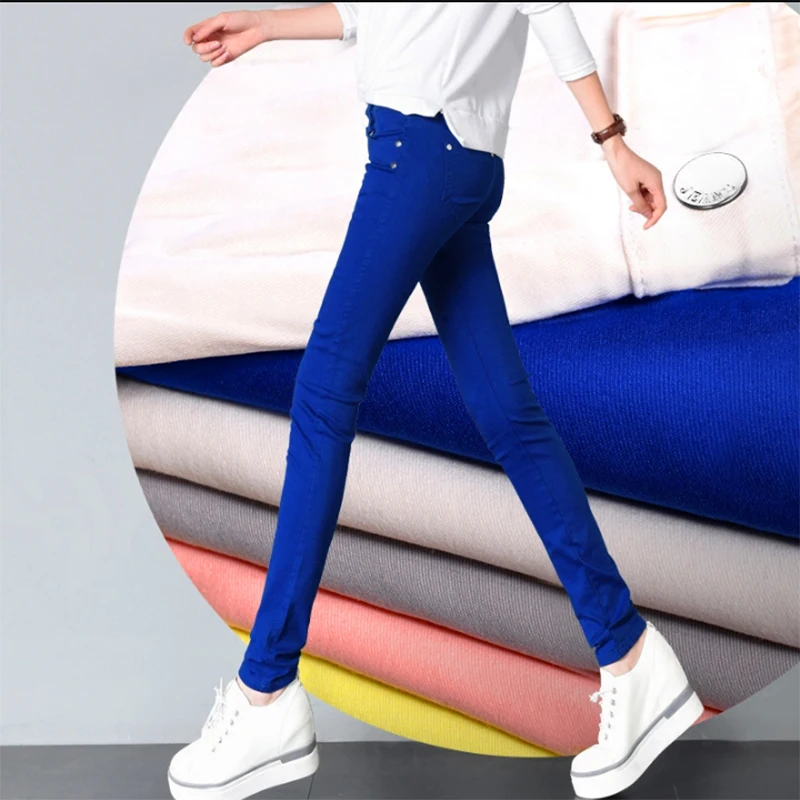 Женские брюки яркие джинсы на весну и осень брюки-карандаш повседневные женские
