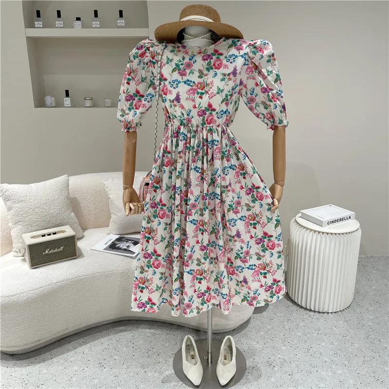 

Women's Spring Summer 2021 Fashion Retro floral Temperament dress