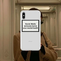 ins funny social media seriously harms your mental health phone case for iphone 13 12 7 8 plus 11 pro x xs max xr clear cover
