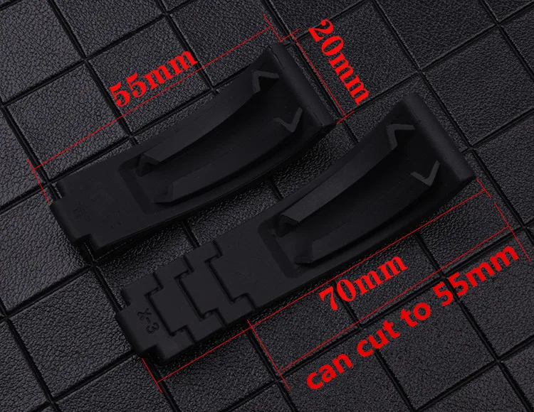 Ремешок силиконовый для часов 20 мм 21 резиновый складной браслет с пряжкой