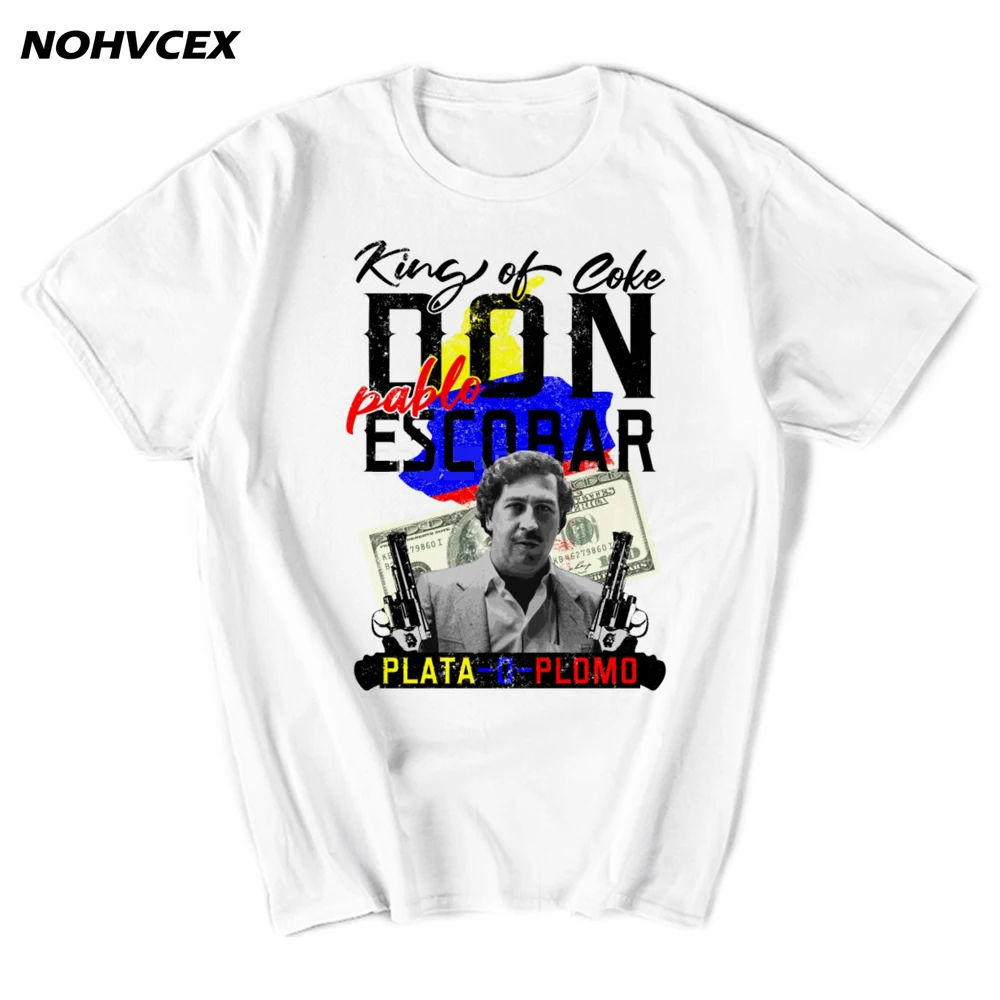 Футболка с принтом Пабло Эскобара для мужчин и женщин хлопковая Повседневная