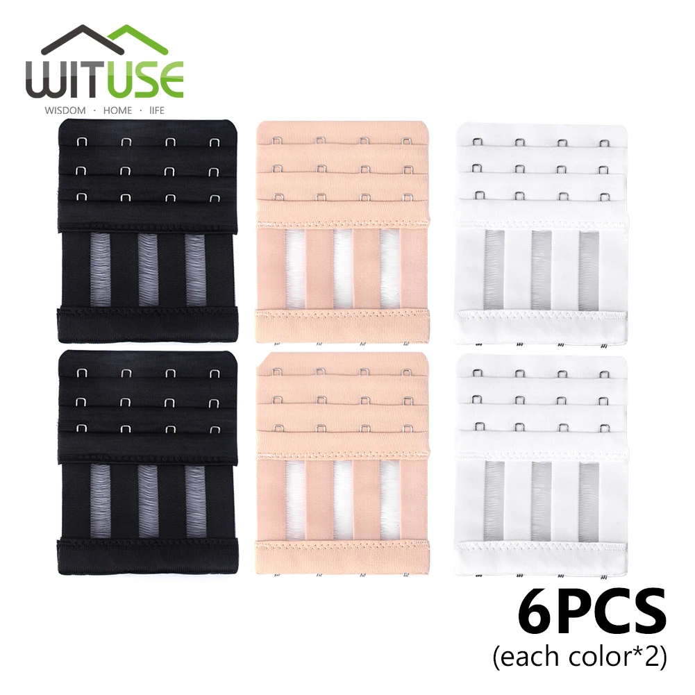 

3/6PCS Bra Extender Strap Extension 3 Rows 4 Hooks Candy Color Intimates Replacement Bra Extender For Women