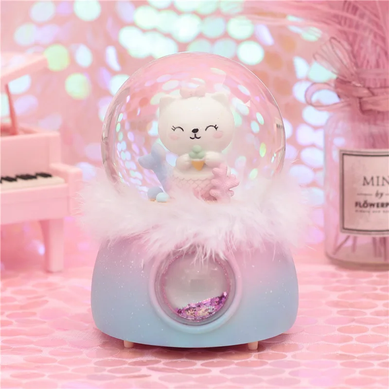 10*15 8 см Хрустальные снежные шаровары с кошачьим плюмом музыкальная шкатулка