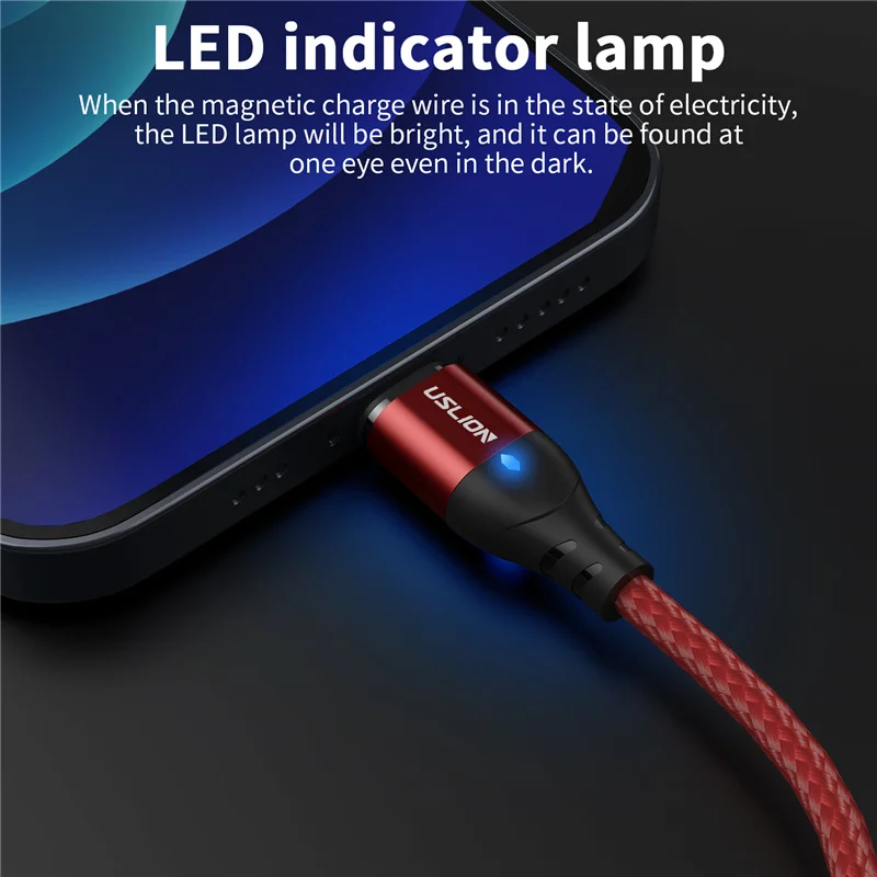 Кабель для зарядки USLION USB Type A/ C/ Micro USB/ Lghting 3A нейлон 0.5/ 1/ 2 м|Кабели мобильных