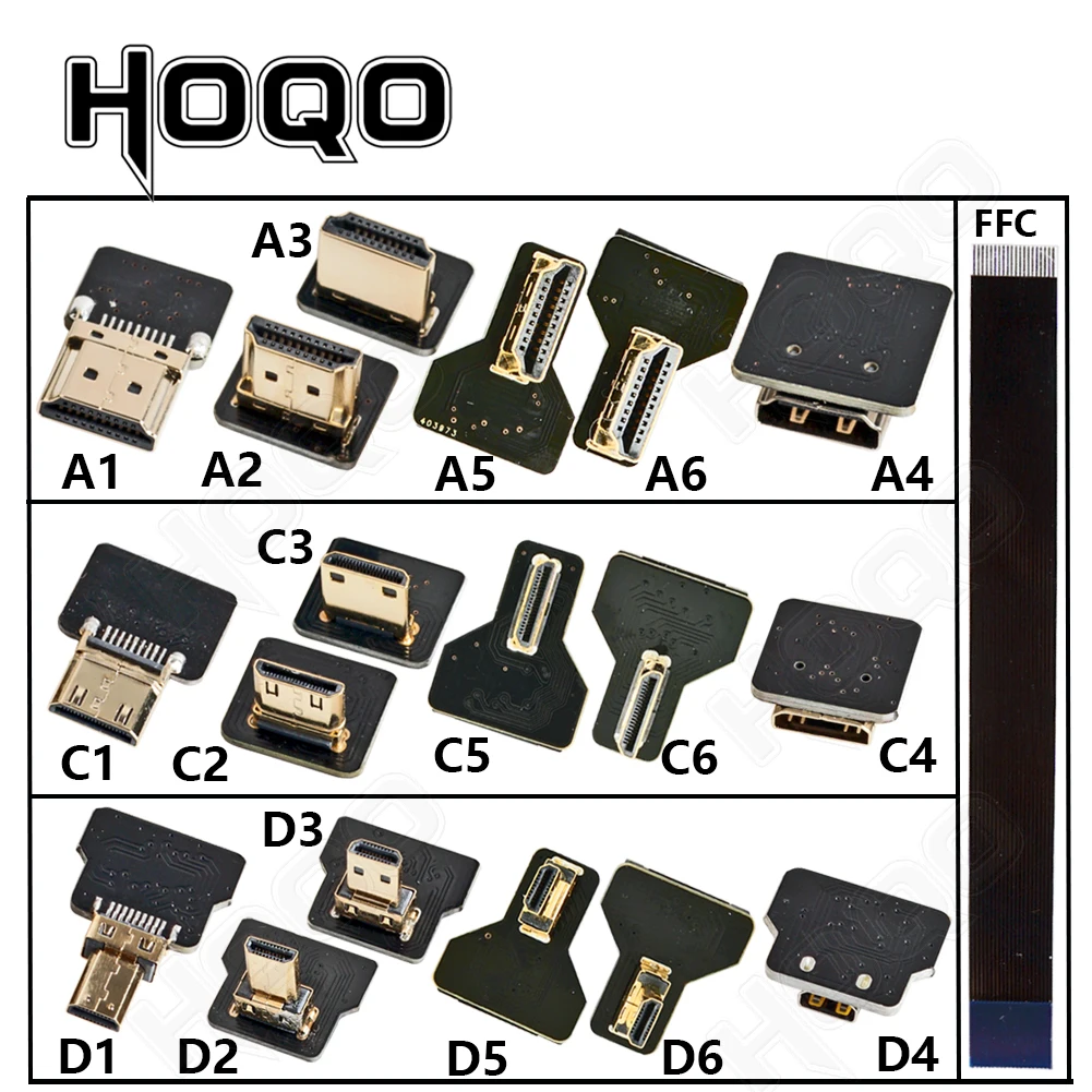 HDMI-совместимый FPV HDMI ленточный кабель 90 градусов Mini/Micro для стандартных разъемов
