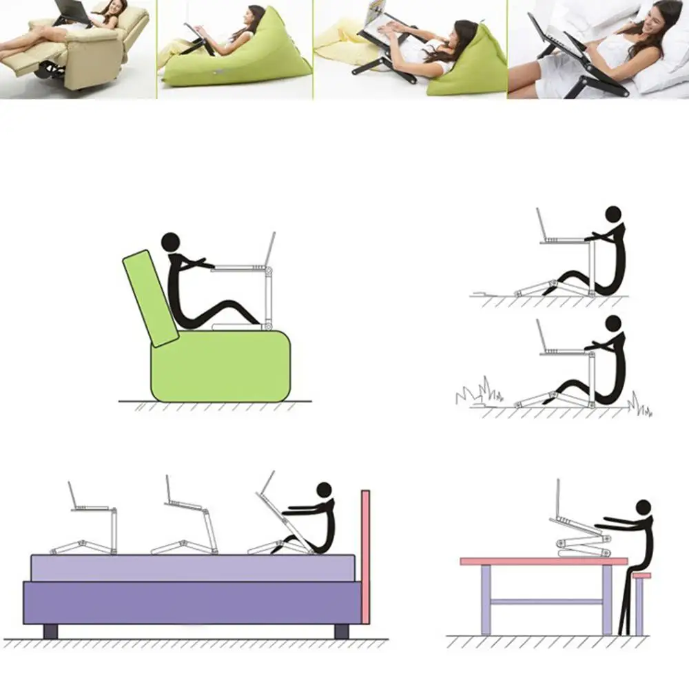 

Portable Laptop Computer Table for Bed Aluminum Alloy Foldable Computer Desk iPad Desk Lazy Notebook Table TV Stand Mouse Pad