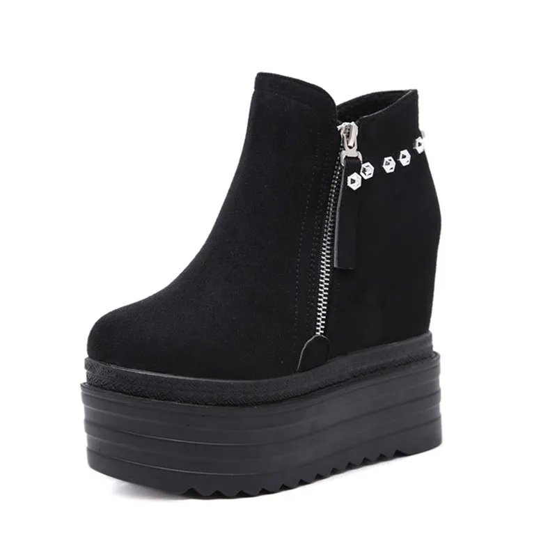 Женские сапоги с шипами Водонепроницаемые толстой подошвой на высоком каблуке 12