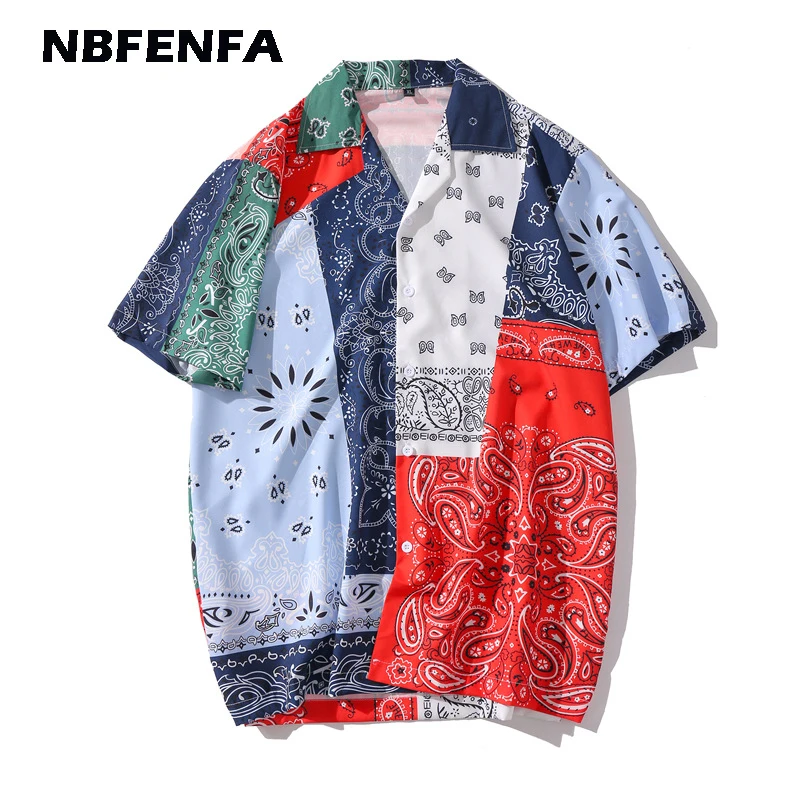 

Men Summer Print Shirts Short Sleeve Male Hawaii Style Beach Shirt Fashion Street Wear Loose Oversize Shirts Men Clothing LA375