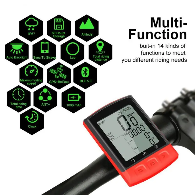 

Bicycle Computer GPS Mountain MTB Road Cycle Smart Wireless Bike Stopwatch Bluetooth ANT+ Cycling Speedometer Bicycle Odometer