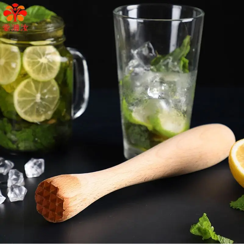 

Aixiangru Solid Wood Popsicle Wine Mixing Juice Pressing Cocktail Smashing Crushing Special Ice Hammer Lemon Mint Leaf
