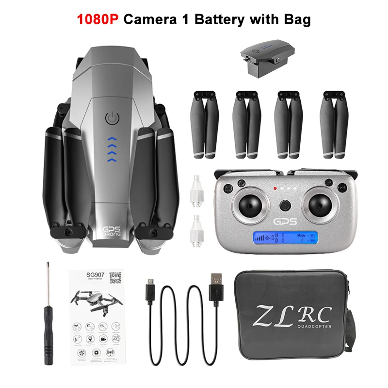 SG907 1080P 1B CB SG907 GPS Drone с 4K HD Регулировочная камера Широкоугольный 5G WIFI FPV RC Quadcopter Профессиональные складные дроны E520S E58 - Цвет: SG907 1080P 1B CB