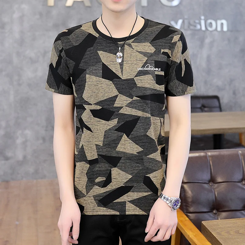 

New Arrival Mens Fashion Summer Casual O-neck Print Knitted Short Sleeve Men T Shirt Size M L XL 2XL 3XL