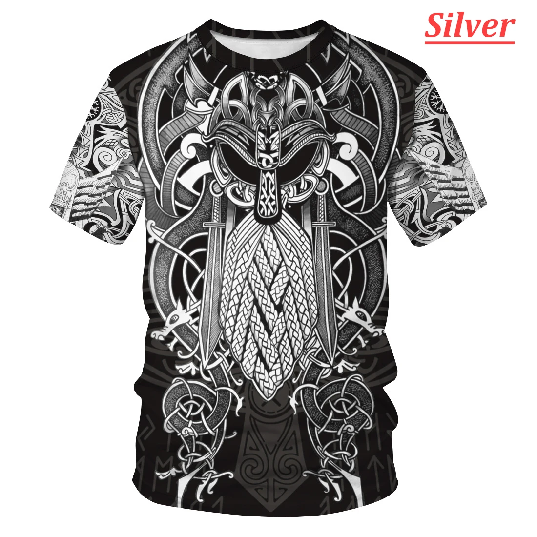 

Men's Fashion T shirt 3d Printing Viking Tattoo T-shirt Unisex Popular cool oversized t shirt Breathable Casual shirt