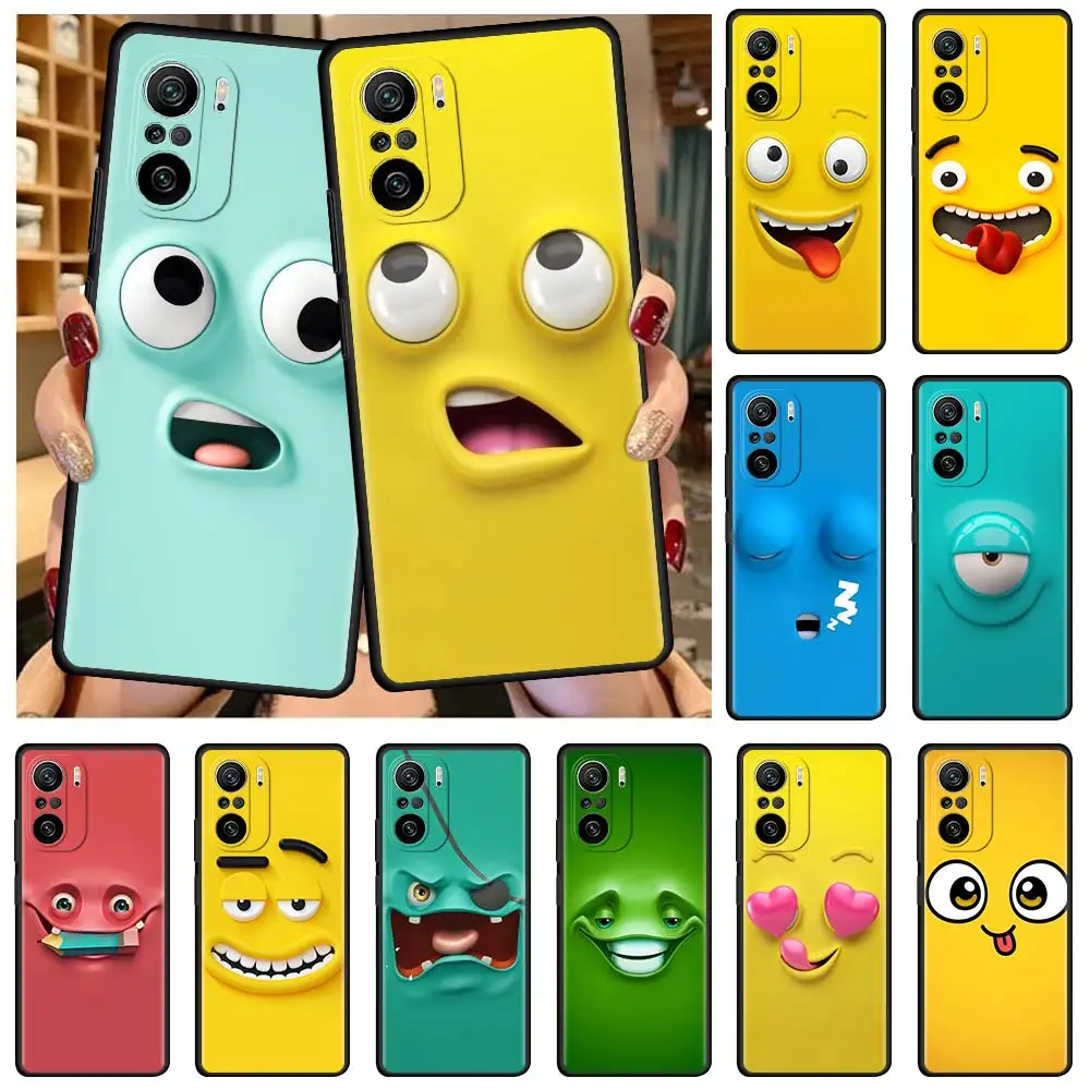 

Cute Cartoons Funy Face Capa for Xiaomi Redmi 9S 9 8 10 11 Pro Case K40 9C 9A 8T 7 9T 7A 8A Cell Phone Casing Cover Housing