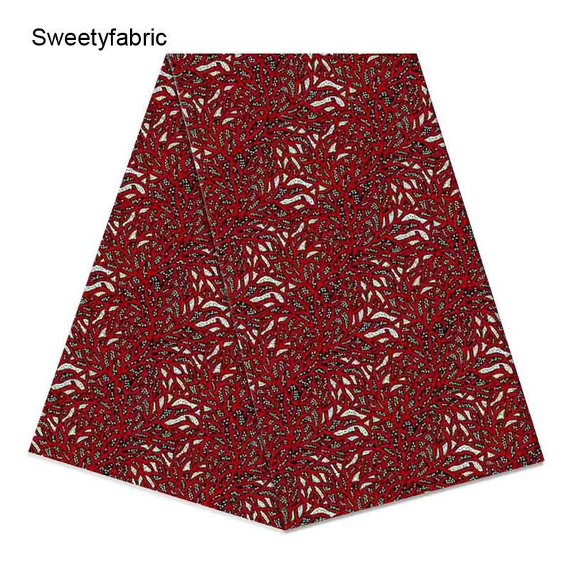 100% хлопок Анкара африканские красные принты восковая ткань высокое качество