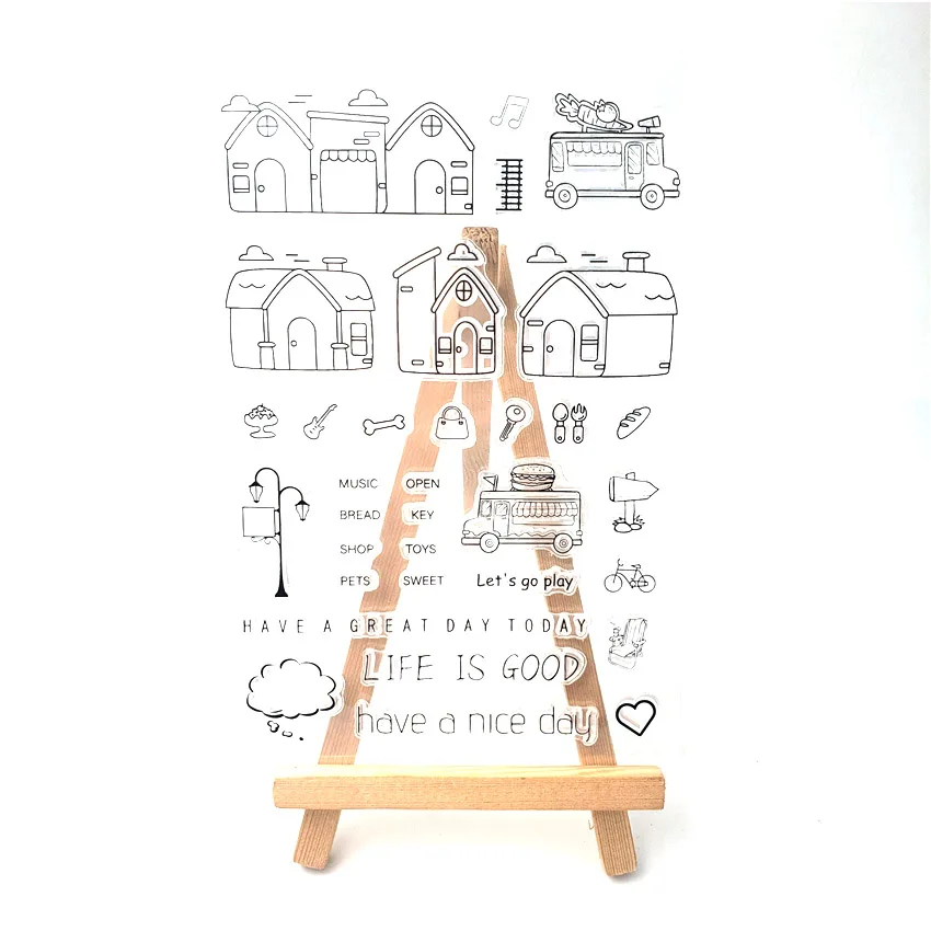 Прозрачный штамп с алфавитом в виде домов силиконовый валик для запечатывания