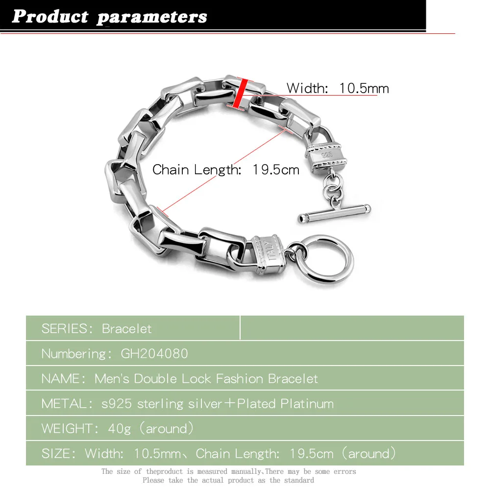 Мужской браслет из серебра 925 пробы в стиле панк|bracelet silver sterling 925|silver 925jewelry men bracelets