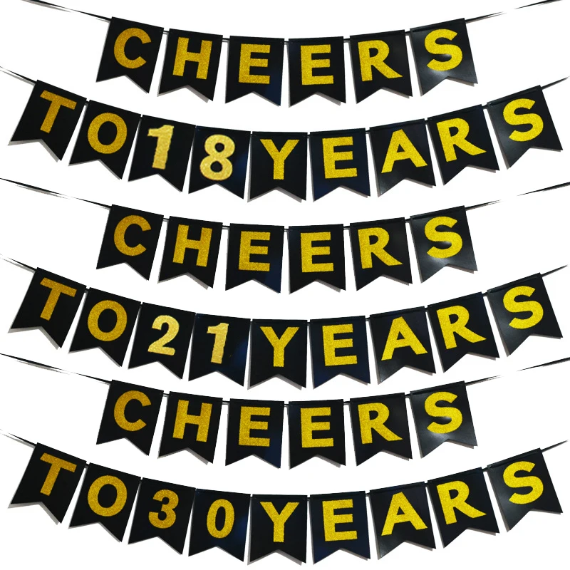 

1Set Cheers To 18 21 30 40 50 60 Years Birthday Banners 21th 30th 40th 50th 60th Birthday Party Decorations Anniversary Garland