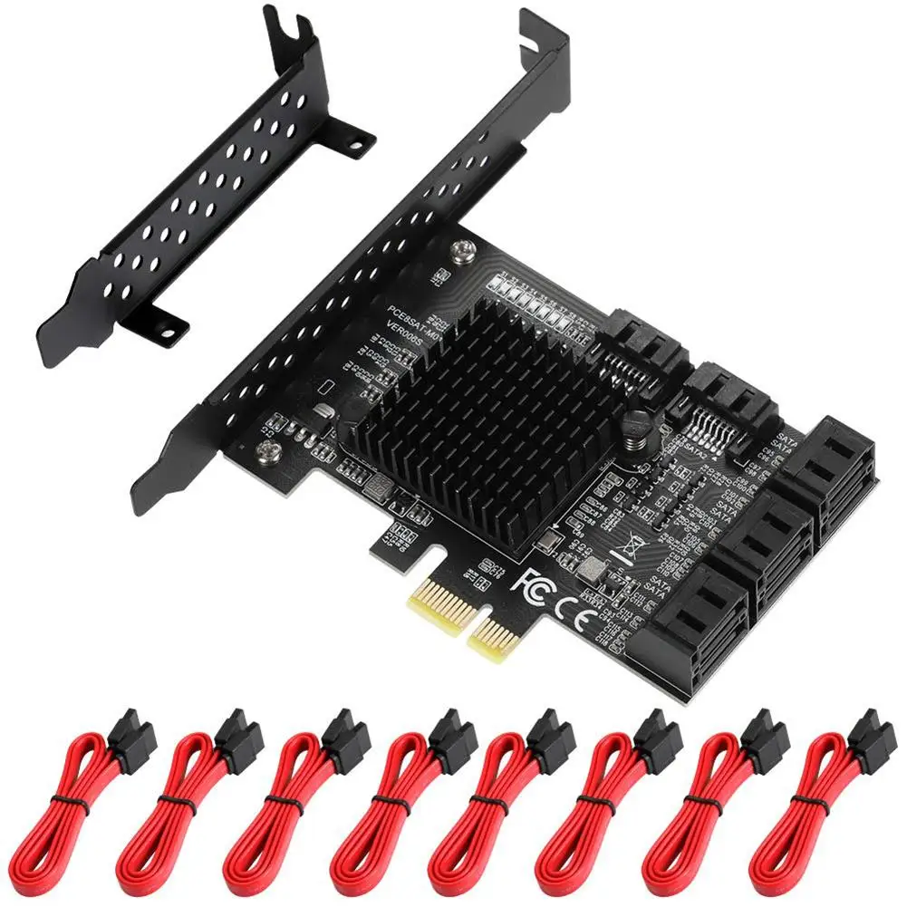 PCIe SATA карта 8 портов для контроллер плата расширения с кабели поддержка WINXP WIN7 WIN8