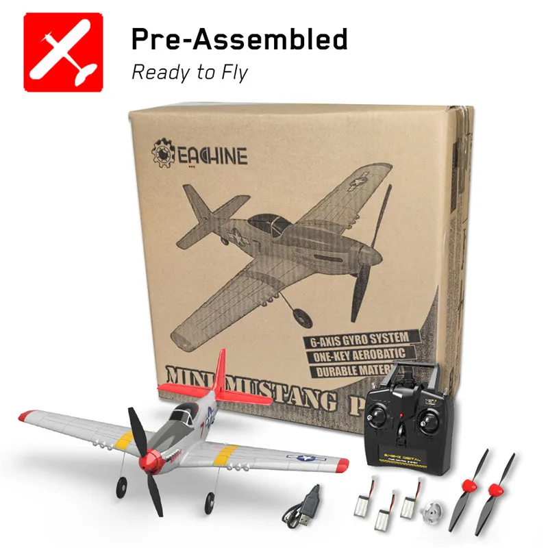 

Eachine Mini P-51D EPP 400mm Wingspan 2.4G 6-Axis RC Airplane Trainer Fixed Wing RTF One Key Return for Beginner Outdoor Toys