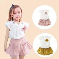 girls korean round neck sleeveless tank top and shorts two piece suit kids clothes girls kids boutique clothing wholesale