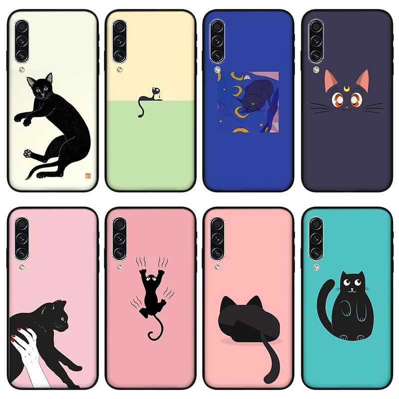 

Чехол для телефона с забавным мультяшным котом для Huawei P20 P30 P40 P50 Lite E Pro, Черный силиконовый чехол для Huawei Y6 Y7 Y9 Psmart 2021