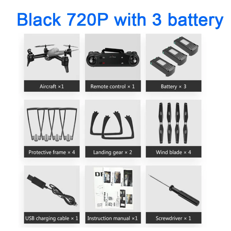 black 720P ba 3 SG106 HD Дрон с двойной камерой 1080 P/4 K WiFi FPV в режиме реального времени воздушная видео широкоугольный оптический поток RC Квадрокоптер вертолет игрушки - Цвет: black 720P ba 3