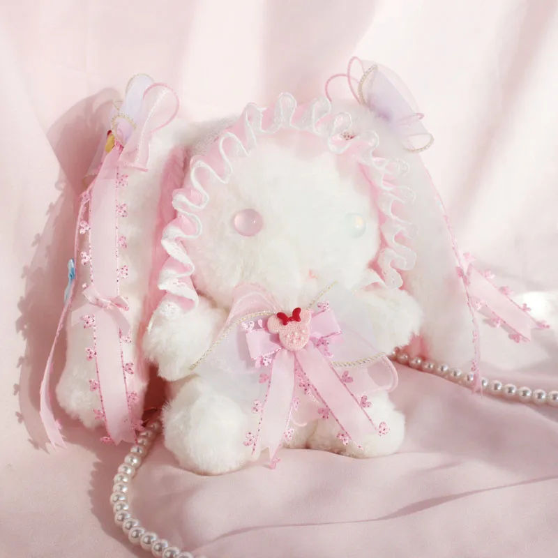 

Origional Hand Made Lolita Rabbit Bear Bag Lop Bunny Shoulder Bag Cute Doll Change Pupil Lolita Backpack