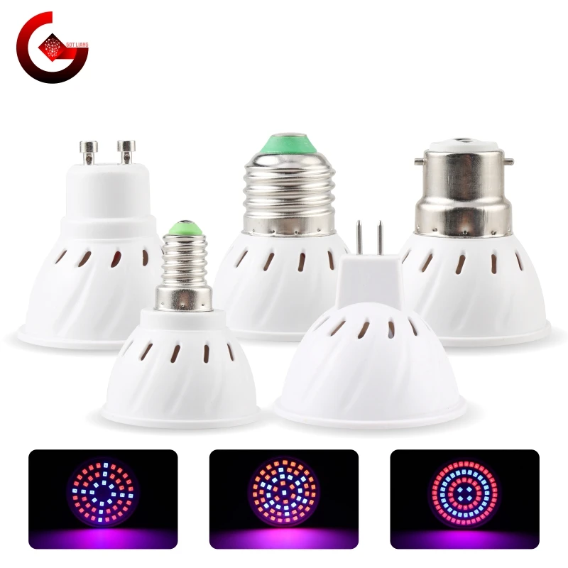 

Led Grow Bulb E27 E14 GU10 MR16 B22 220V Hydroponic Growth Light 3w 4w 5w Full Spectrum For Flower Plant Hydroponic Growing Lamp