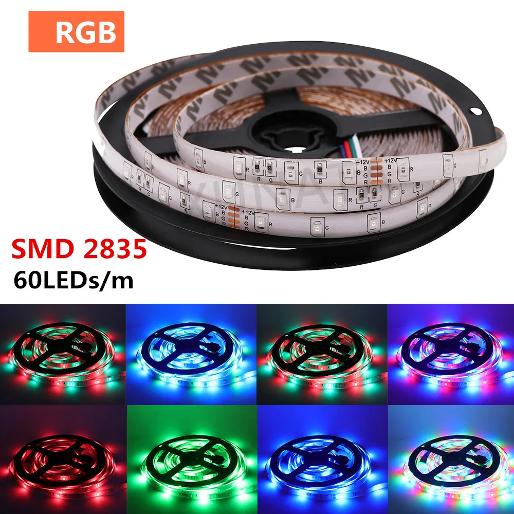 5050 RGB Светодиодные ленты 2835 RGB светодиодный полосы света DC 12V 60 светодиодный s/m Водонепроницаемый гибкие светодиодные ленты светодиодный светильник для внутренней декорации 5 м