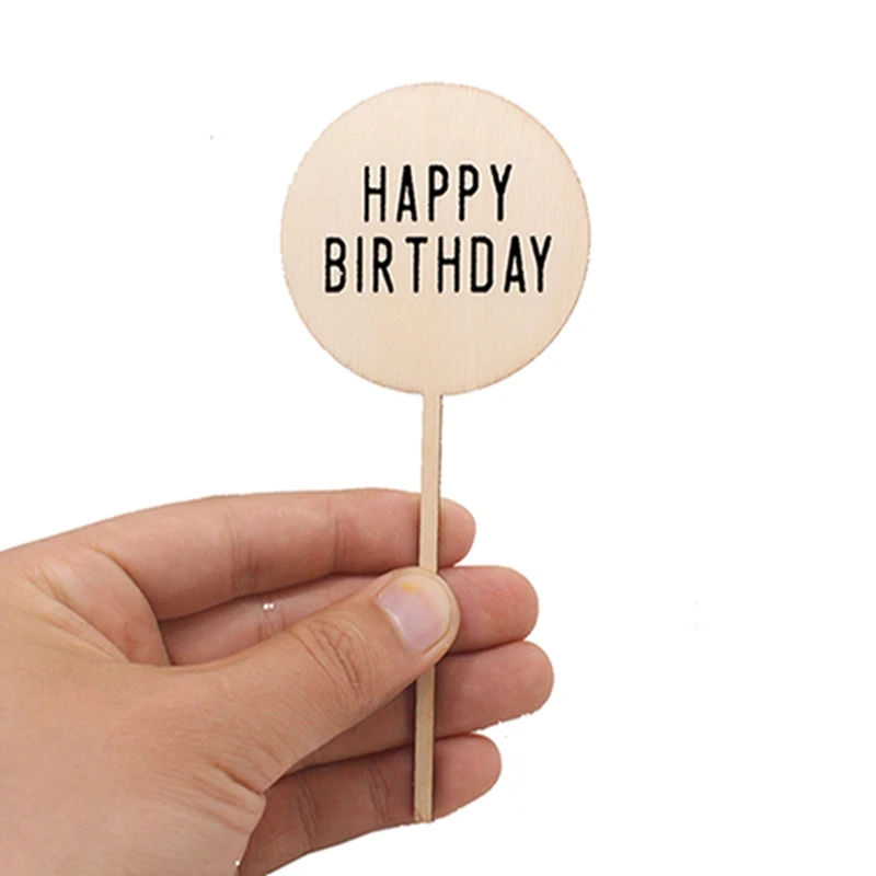 Happy Birthday Cakes Printed Cards Hats Decorative Wooden Card Accessories 10 pcs/pack | Дом и сад