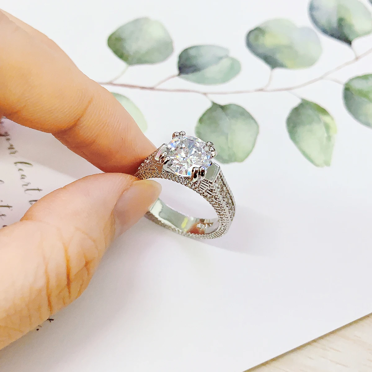 Женское кольцо на палец модное классическое серебряное с фианитом AAA + DWR606|jewelry