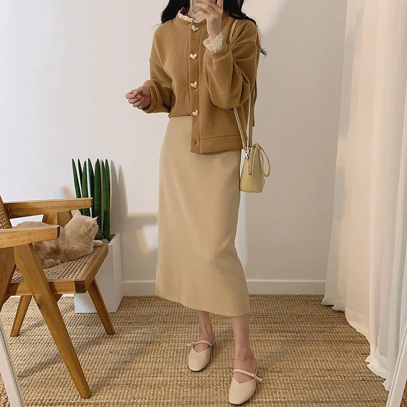 RICININA Winter Cardigan Women Sweater Long Sleeve O Neck Buttons Sweet Knitted Female Fall Sweaters Coat 2019 |